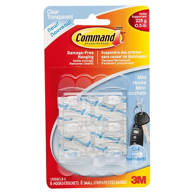 Command Mini Hooks - Clear - 6's