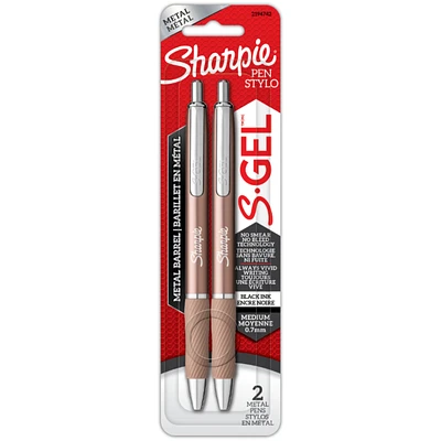 Sharpie S-Gel 0.7mm Black Ink Pen - Rosegold - 2 pack