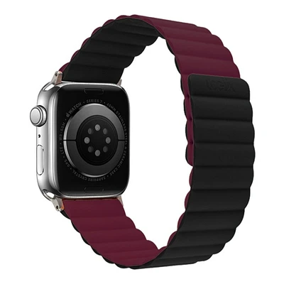 LOGiiX Vibrance Link Strap for Apple Watch - 42/44/45/49mm - Black/Burgundy