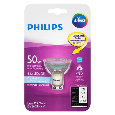 Philips GU10 LED Light Bulb - Daylight - 4.5w/50w