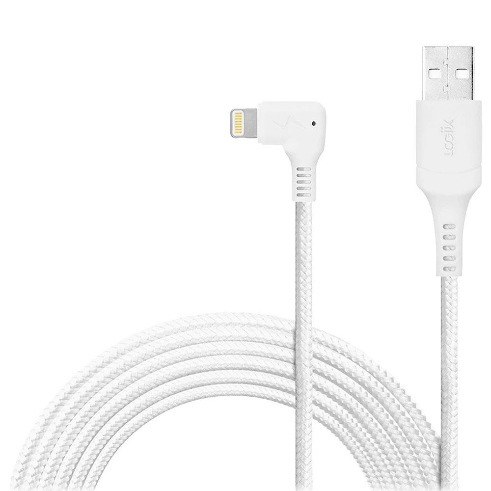 Logiix Piston Connect XL 90 Anti-Stress Lightning Cable - White - 3m - LGX12919