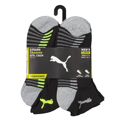 Puma Mens 1/2 Terry QTR Crew Socks - 6 Pairs