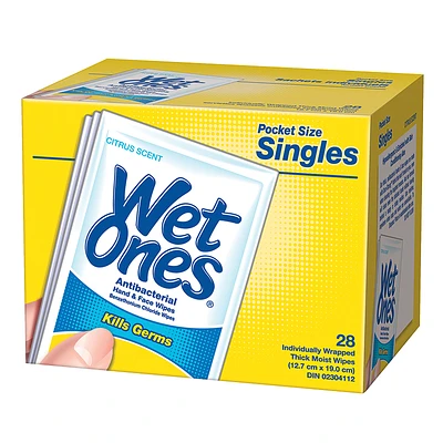 Wet Ones Anti-Bacterial Wipes Singles- Citrus - 28s