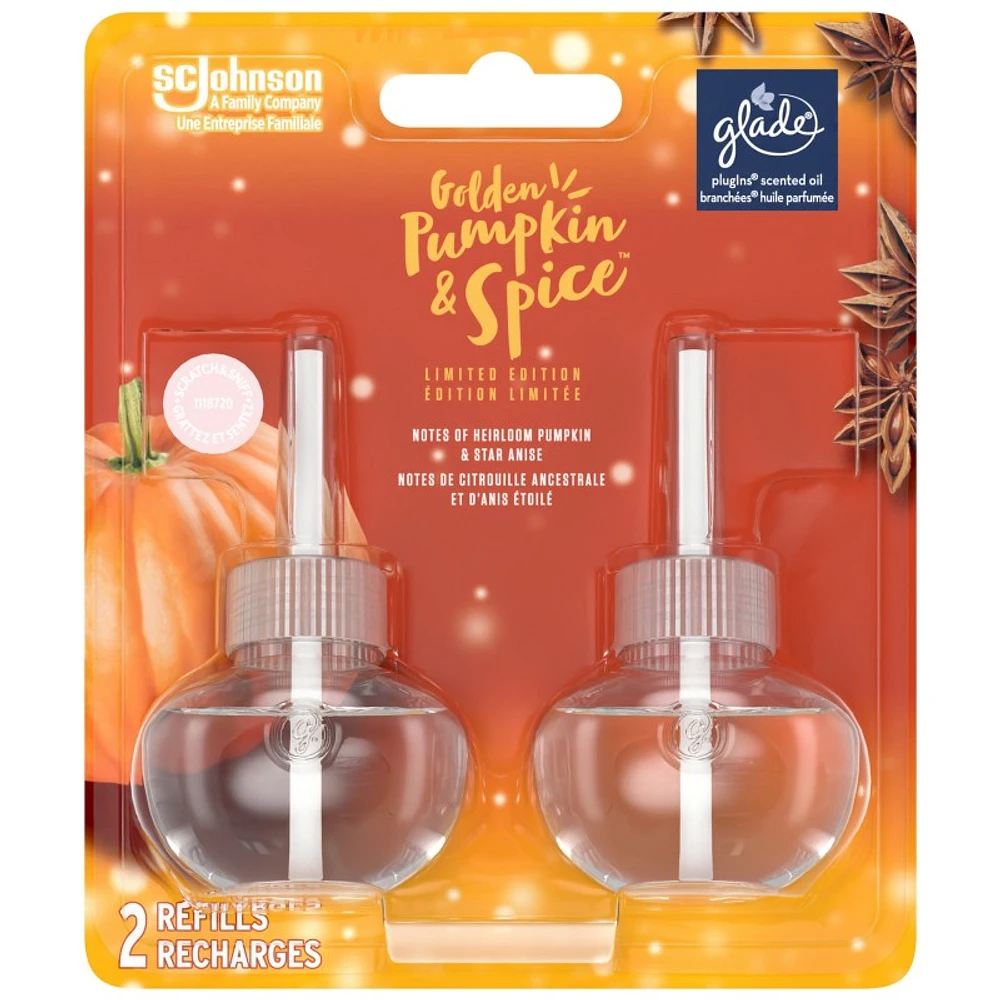 Glade Plug-Ins Scented Oil Refills - Golden Pumpkin and Spice - 2 pack