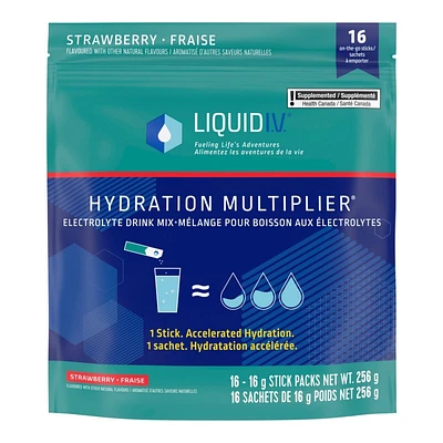 Liquid I.V. Hydration Multiplier Electrolyte Drink Mix Stick Packs - Strawberry - 16's