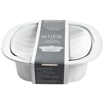 Gibsons Casserole with Lid - White - 1.9qt