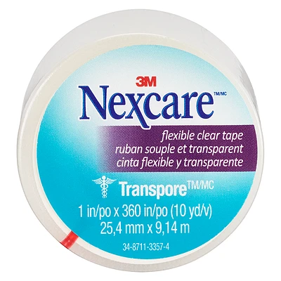 3M Nexcare Clear Transpore Stretchy Tape - 25.4mm x 9.14m