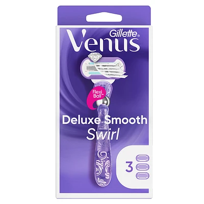 Gillette Venus Deluxe Smooth Swirl Women's Razor + 3 Cartridges
