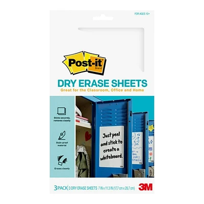 Post-it Dry Erase Sheets - 177 x 287 mm - 3 Pack