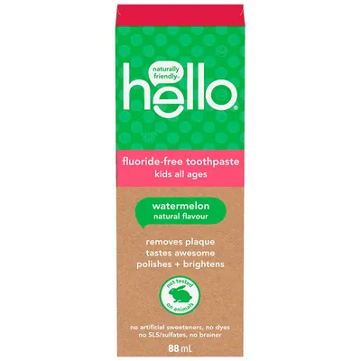Hello Fluoride Free Natural Toothpaste Kids of All Ages Watermelon - 88ml