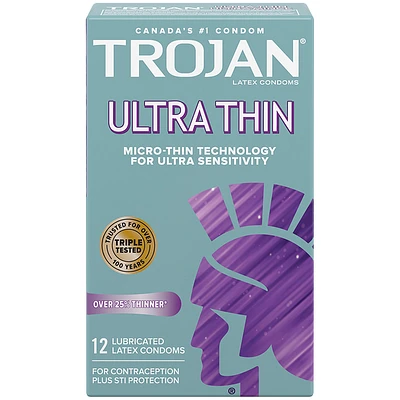 Trojan Ultra Thin Lubricated Condoms - 12's