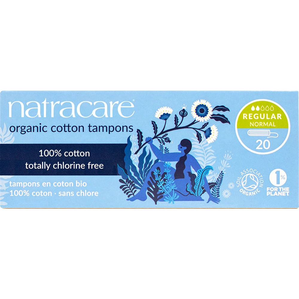 Natracare 100% Certified Organic Cotton Tampons - Regular - 20s