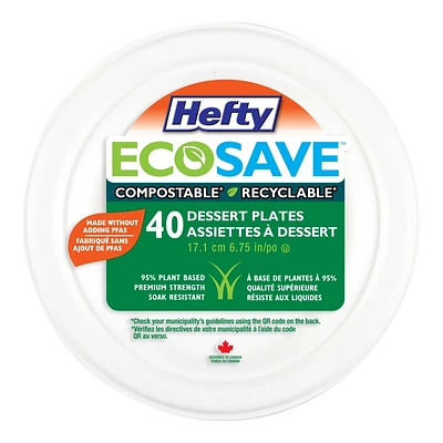 Hefty ECOSAVE Dessert Plate - 17.1cm - 40's