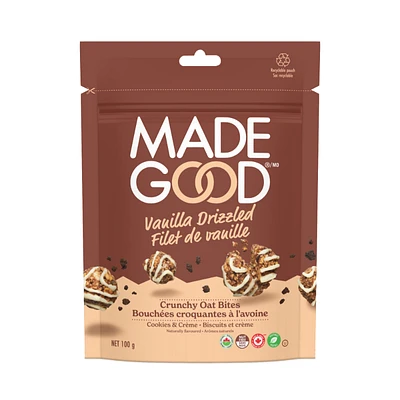 MadeGood Vanilla Drizzled Crunchy Oat Bites - Cookies and Creme - 100g