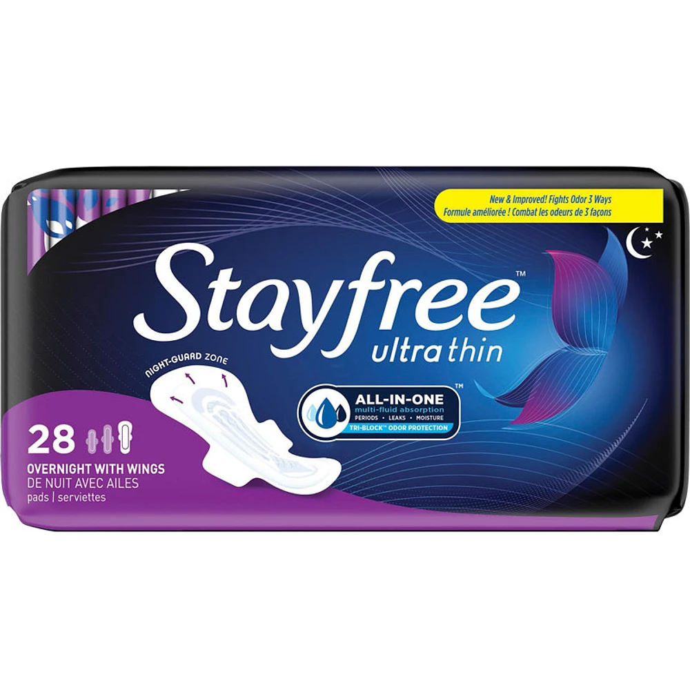 Stayfree Ultra Thin with Wings Pads - Overnight - 28s