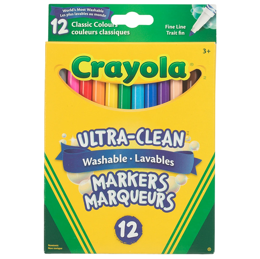 Crayola Washable Original Fine Line Markers - 12 pack