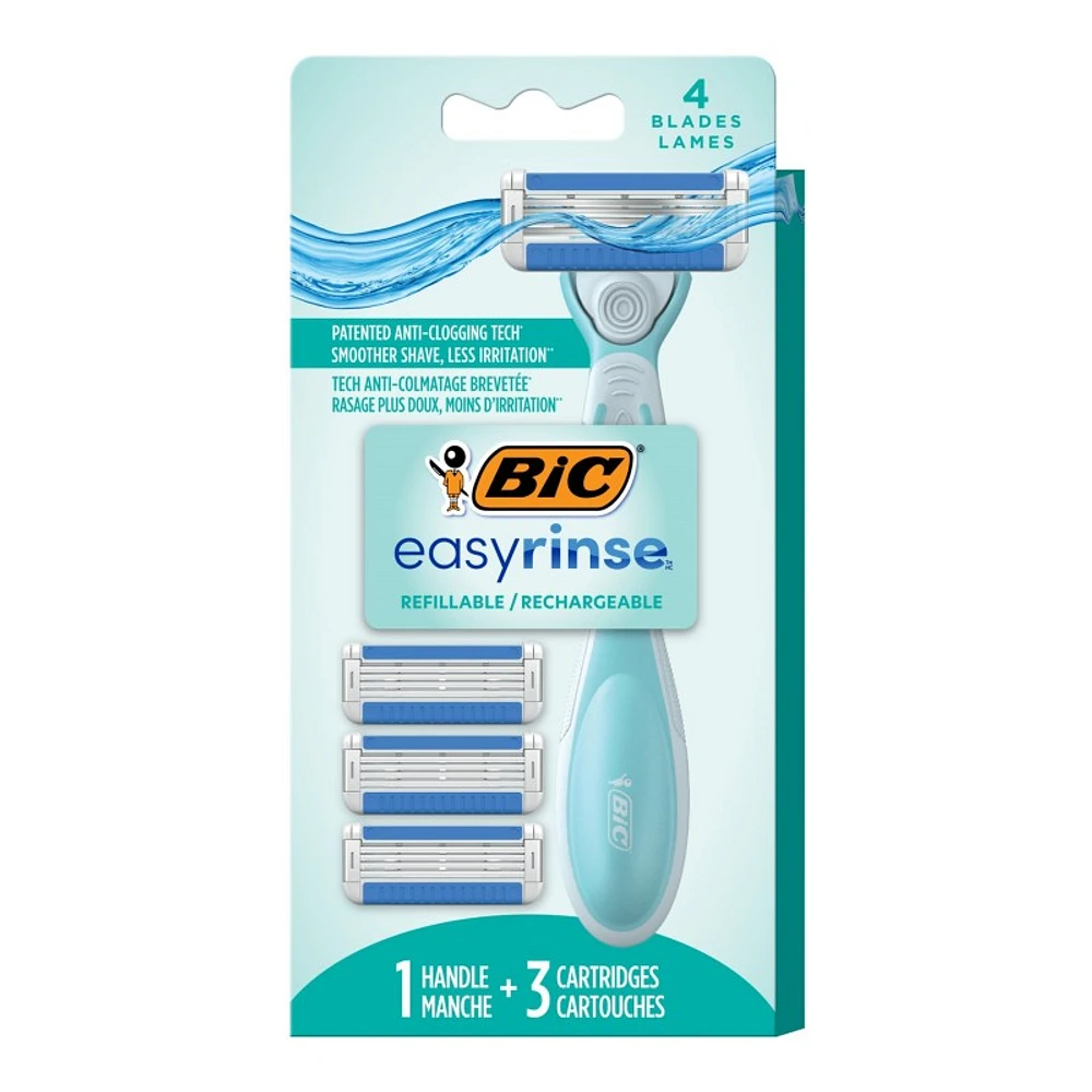 BIC easyrinse Women's Refillable Razor - 4 blades - 4's