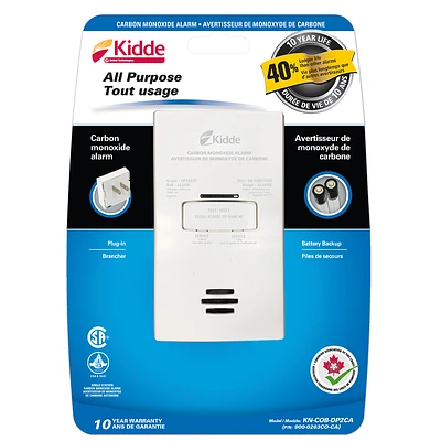 Kidde Co. Plug-in Carbon Monoxide Detector - White - 900-0263CO-CA