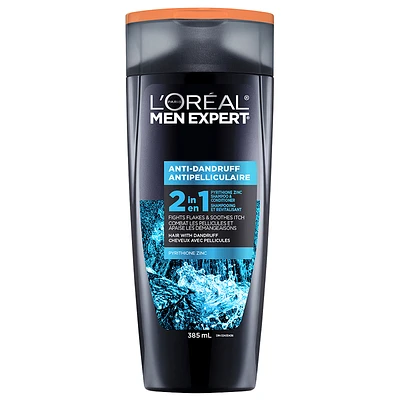 L'Oreal Men Anti-Dandruff 2-in-1 Shampoo & Conditioner for All Hair Types - 385ml