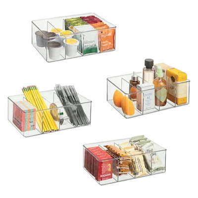 Clear Storage Bin With Dividers - Clear - 2pack