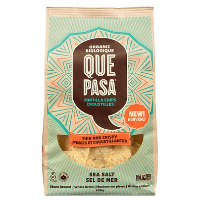 Que Pasa Organic Tortilla Chips - Thin and Crispy - Sea Salt - 300g