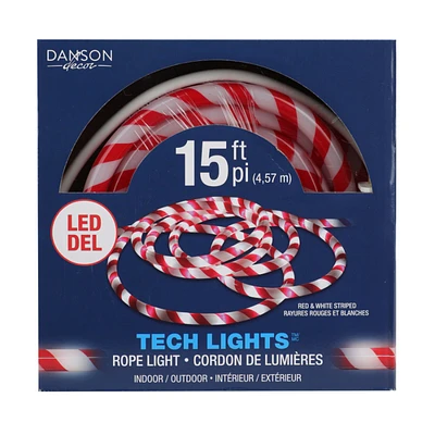 Danson Decor LED Rope Light - Cool White - 4.57m - 120 Lights - Candy Cane