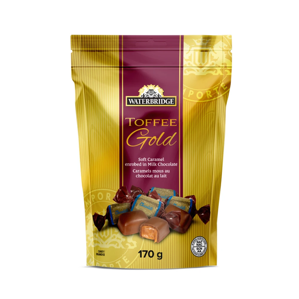 Waterbridge Toffee Gold Candy - Soft Caramel Enrobed in Milk Chocolate - 170g