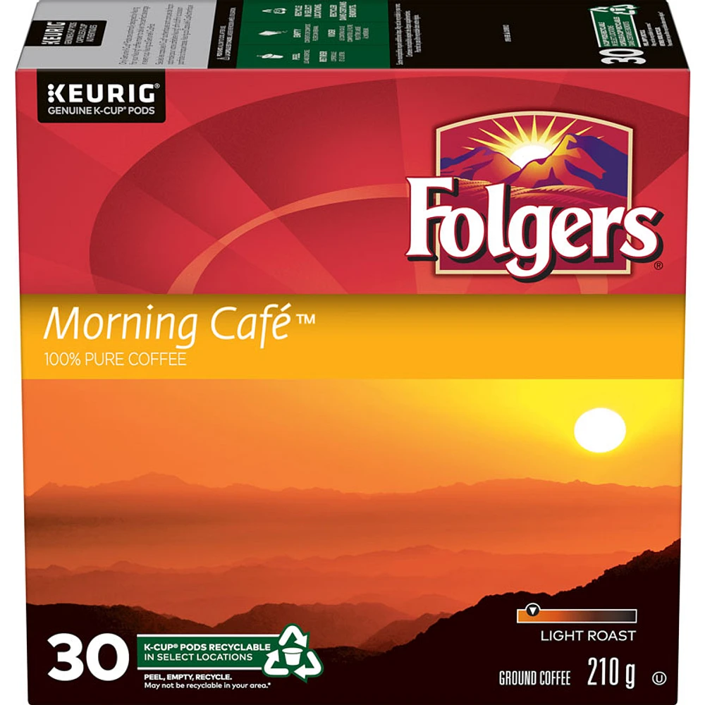 Keurig Folgers Morning Cafe Light Roast K-Cup Coffee Pods - 30pk