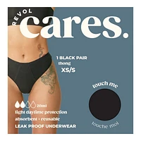 Revol Cares Thong Period Pants - Light Daytime Protection - Extra Small/Small - Black