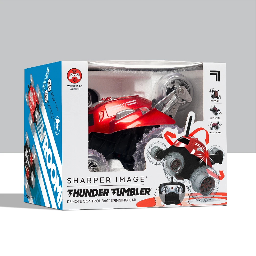 Sharper Image Thunder Tumbler Spinning Stunt Remote Control Car - Red