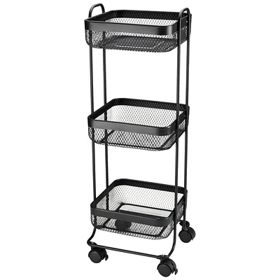Collection by London Drugs Mesh Trolley - 3 Tier - 26x24.5x76cm - Black
