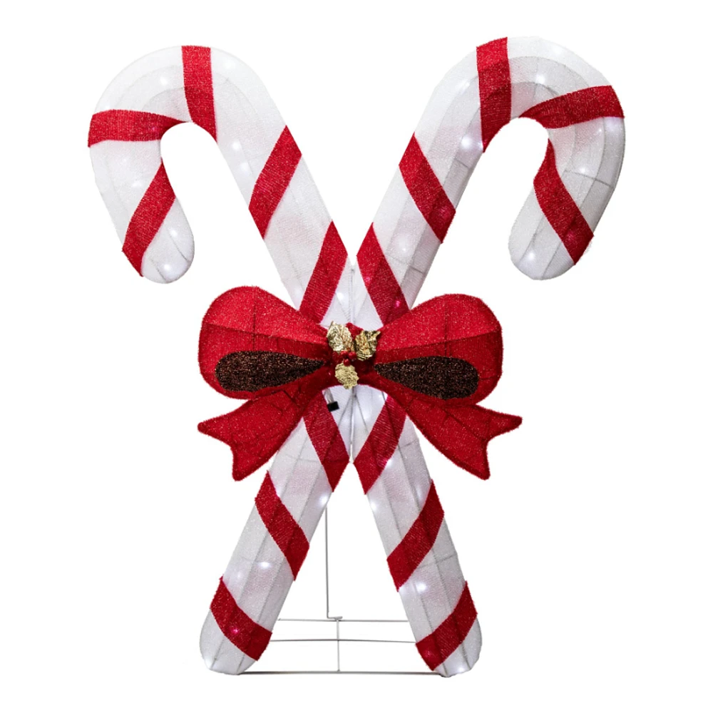 Danson Decor Decorative Sculpture - Crossed Candy Canes with Bow - 116cm - Red/White