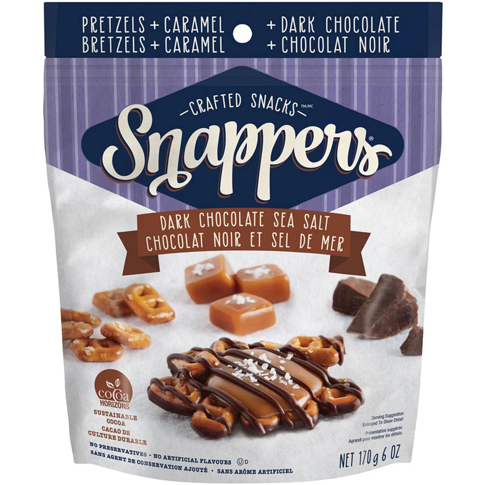 Snappers Caramel Pretzel Treat - Dark Chocolate Sea Salt - 170g