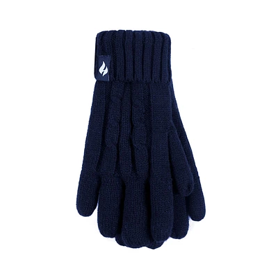 Heat Holders Women's Cable Gloves - Navy