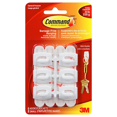 Command Mini Hooks - White - 6's