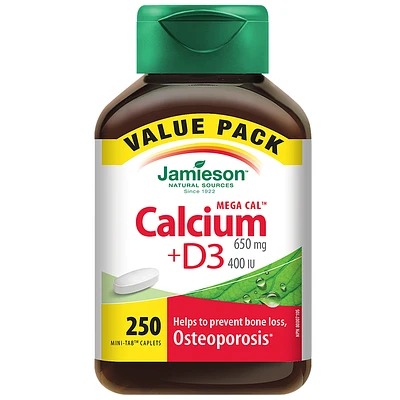 Jamieson Mega Cal Calcium 650 mg + D3 400 IU - 250s