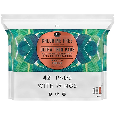 L. Chlorine Free Ultra Thin Pads with Wings - Regular - 42s