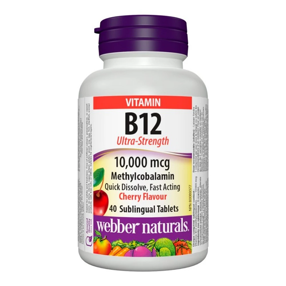 Webber Naturals Ultra Strength Vitamin B12 Sublingual Tablets - 10,000mcg - 40s