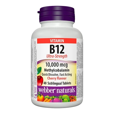 Webber Naturals Ultra Strength Vitamin B12 Sublingual Tablets - 10,000mcg - 40s