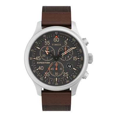 Timex Expedition Field Chronograph Wristwatch - Brown/Silver-Tone - TW4B268009J