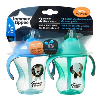 Tommee Tippee Trainer Straw Cup - 230ml - 2 pack - Assorted