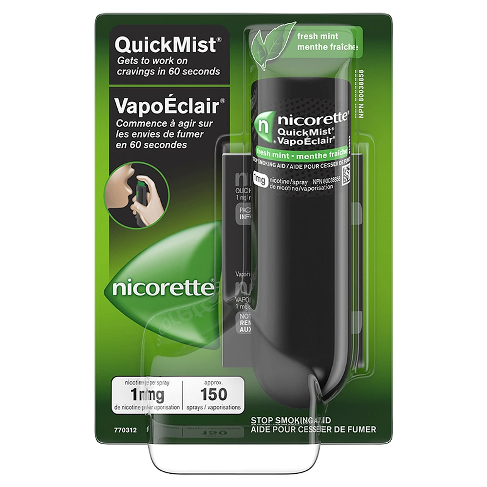 Nicorette QuickMist Nicotine Spray Stop Smoking Aid - Fresh Mint - 1mg - 150 Sprays