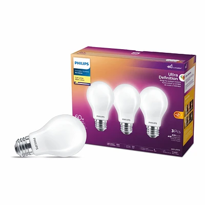 Philips Performance A19 LED Light Bulb - Soft White - 8W/3 pack