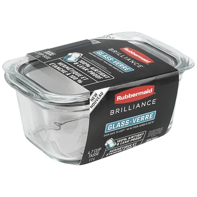 Rubbermaid Brilliance Glass Container -Medium- 1.1L