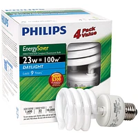 Philips Minitwister 23w CFL Light Bulb - Daylight - 4 pack