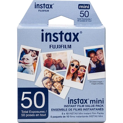 Fujifilm Instax Mini Film Value Pack - White - 50 Exposures - 600021563