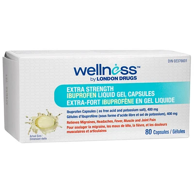 Wellness by London Drugs Extra Strength Ibuprofen Liquid Gel Capsules - 400 - 80s