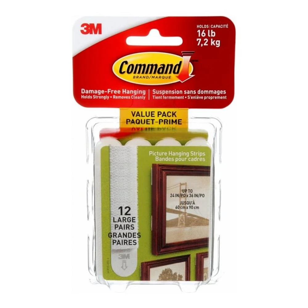 Command Mounting Adhesive - Large - White - 12 pairs