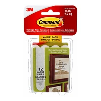 Command Mounting Adhesive - Large - White - 12 pairs