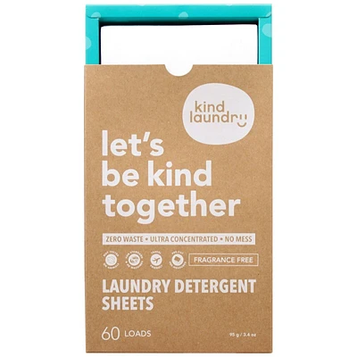 Kind Laundry Detergent Sheets - Fragrance Free - 60 Loads